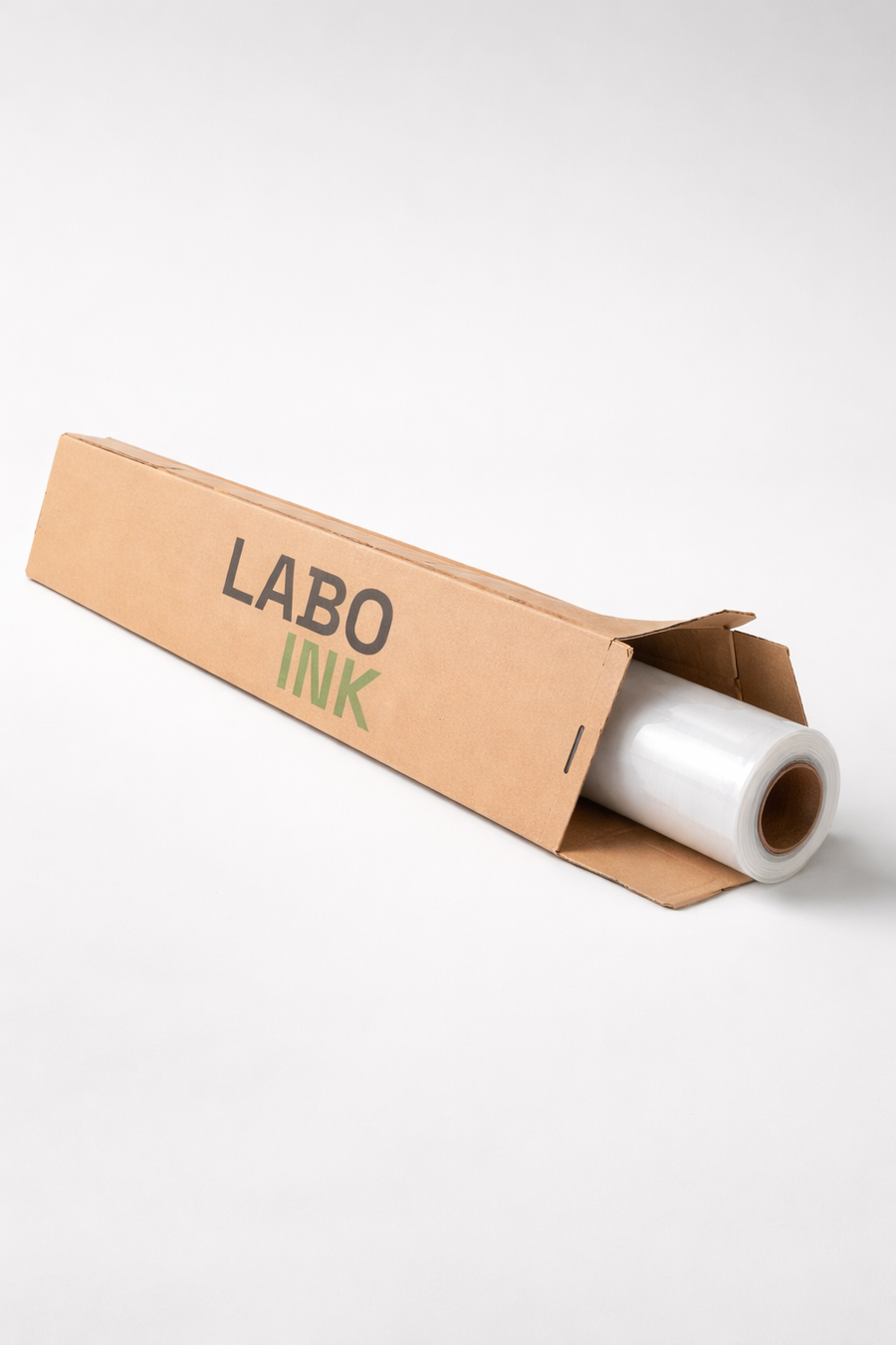Roll of DTF transfers and Labo Ink shipping box